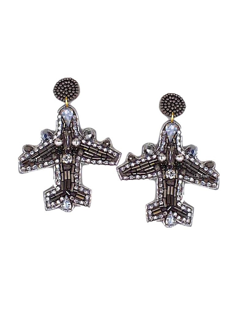 Beaded Airplane Earring, Seed Bead Travel Vacay Earring
